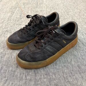 Adidas Black Suede Sambarose Sneakers with Gum Sole